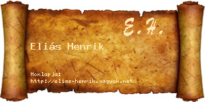 Eliás Henrik névjegykártya